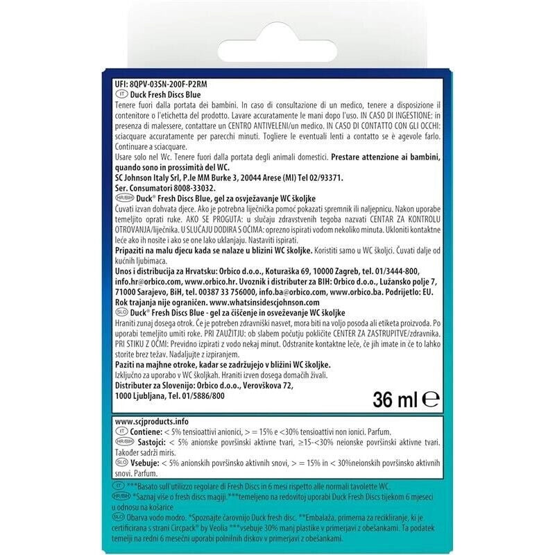 SET 5 DUCK FRESH DISCS BLUE BASE PER DISCHI GEL IGIENIZZANTI WC 1 APPLICATORE E 6 DISCHETTI