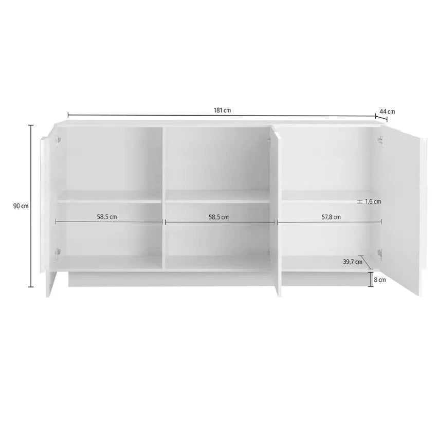 Madia Malosco, Credenza 3 Ripiani, 182x44x90h cm Marrone Rovere