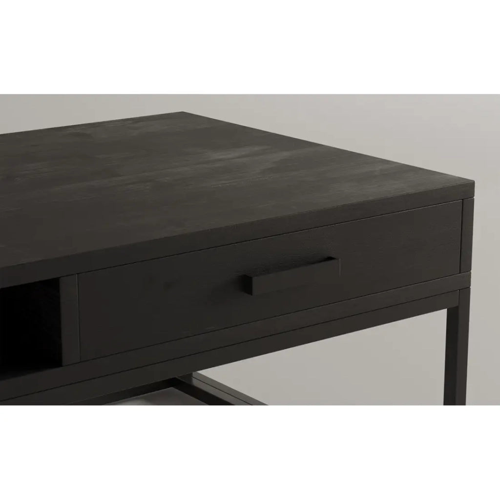 Tavolino basso MADEIRO – Rettangolare 110x60 cm – Nero opaco – Contemporaneo metallo e legno