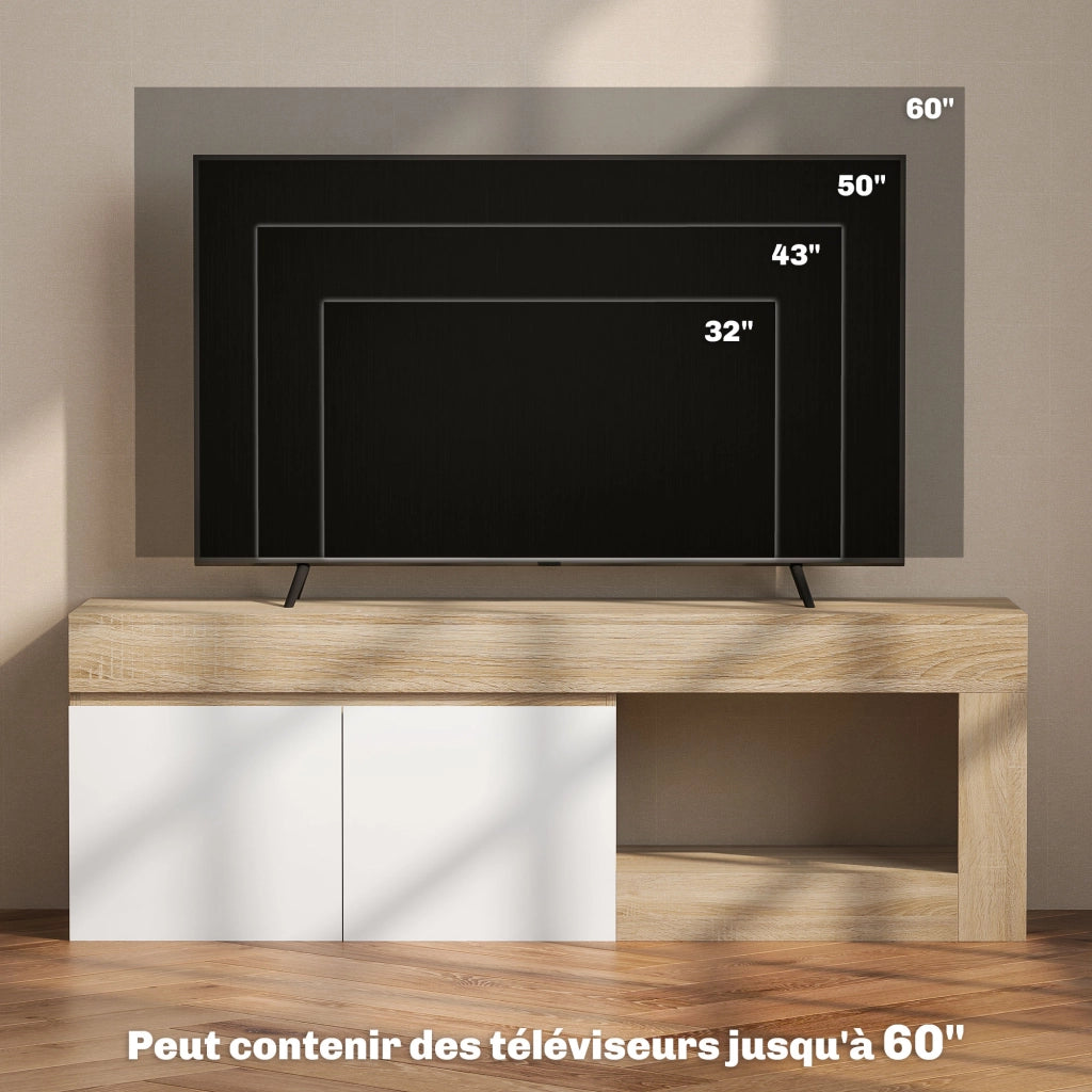 Mobile TV con ante e ripiano ¨C Xylo ¨C Legno naturale fino 60 pollici