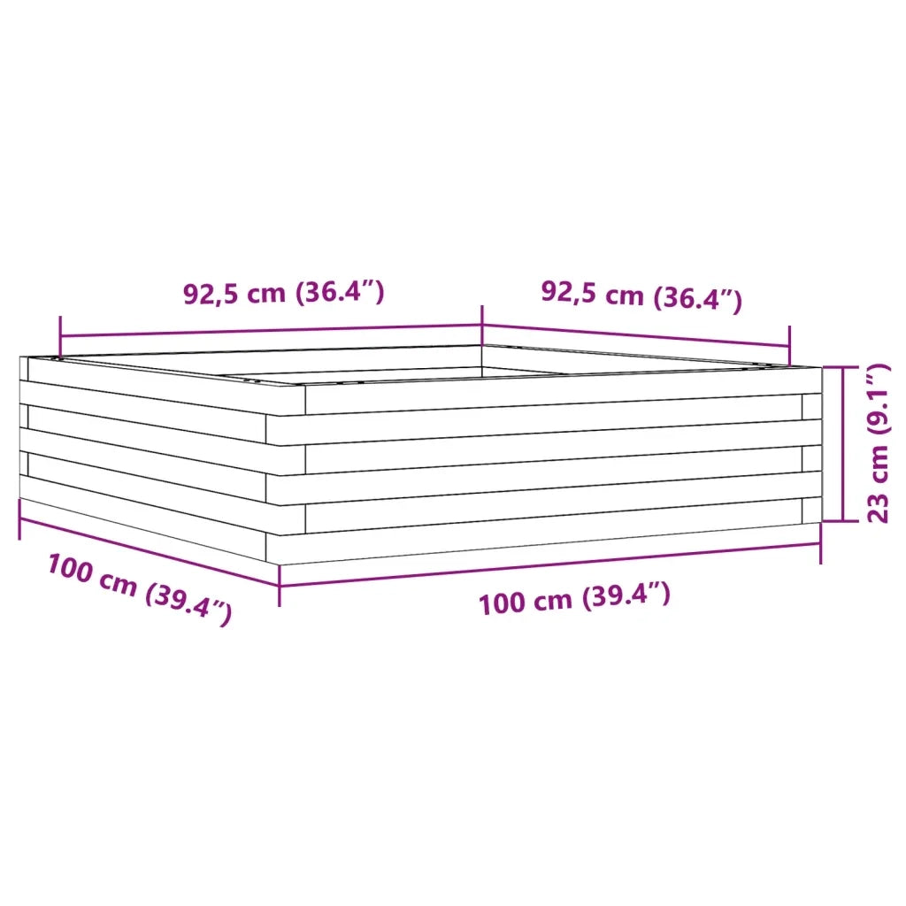 Fioriera Giardino Marrone Cera 100x100x23 Legno Massello Pino 847210