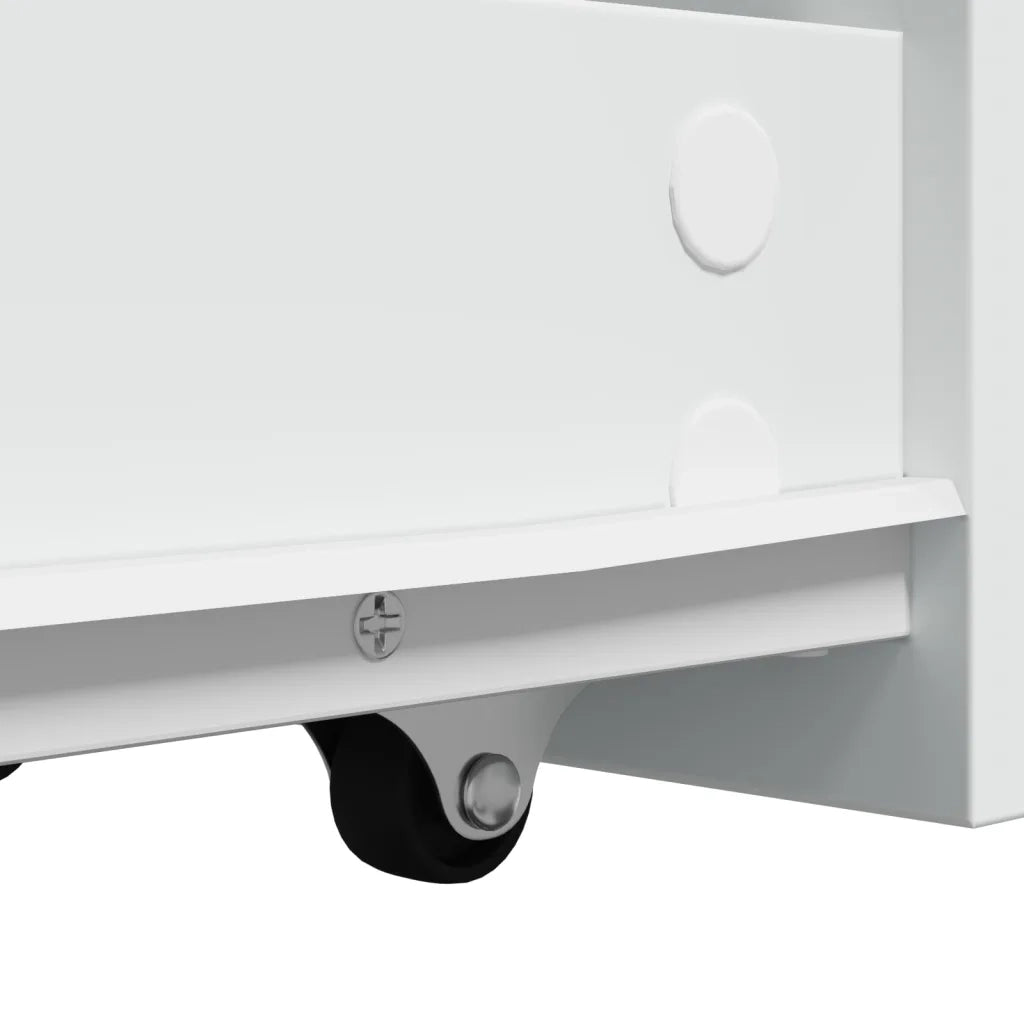 Armadietto da Bagno Stretto con Ruote Bianco in Truciolato 855277