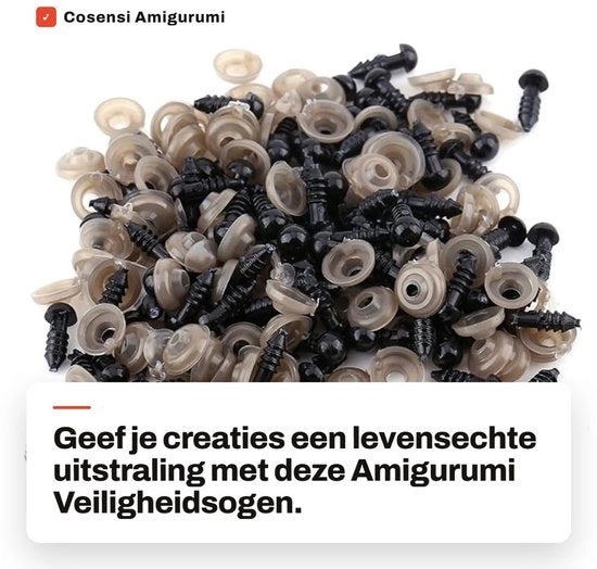 Occhiali di Sicurezza 100 pezzi - Occhiali in Plastica per Pupazzetti - Occhiali per Animali Neri - Chiavette di Chiusura - Leggeri e Duraturi - Facili da Usare