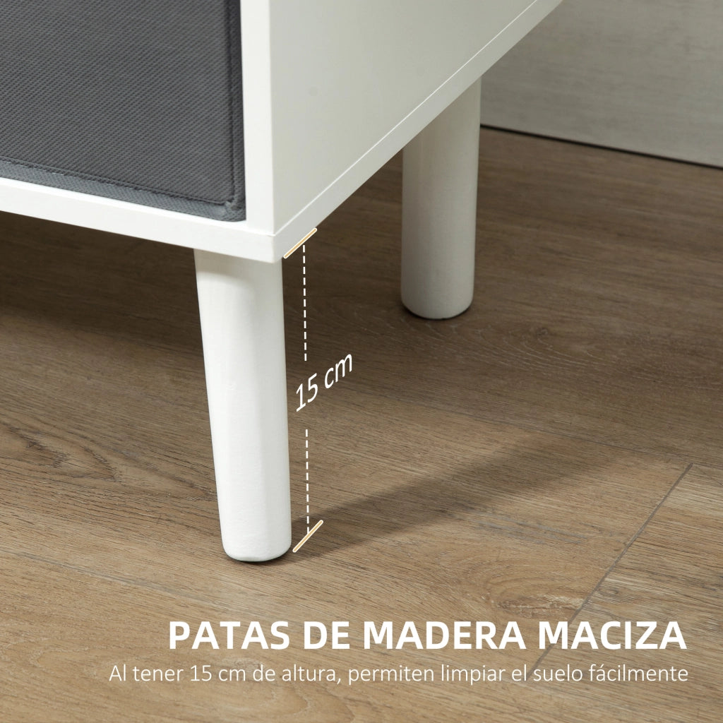 Mobile TV con 2 Cassetti e Ripiani Aperti ¨C Xylo ¨C Bianco e Grigio 110x29x46,5 cm