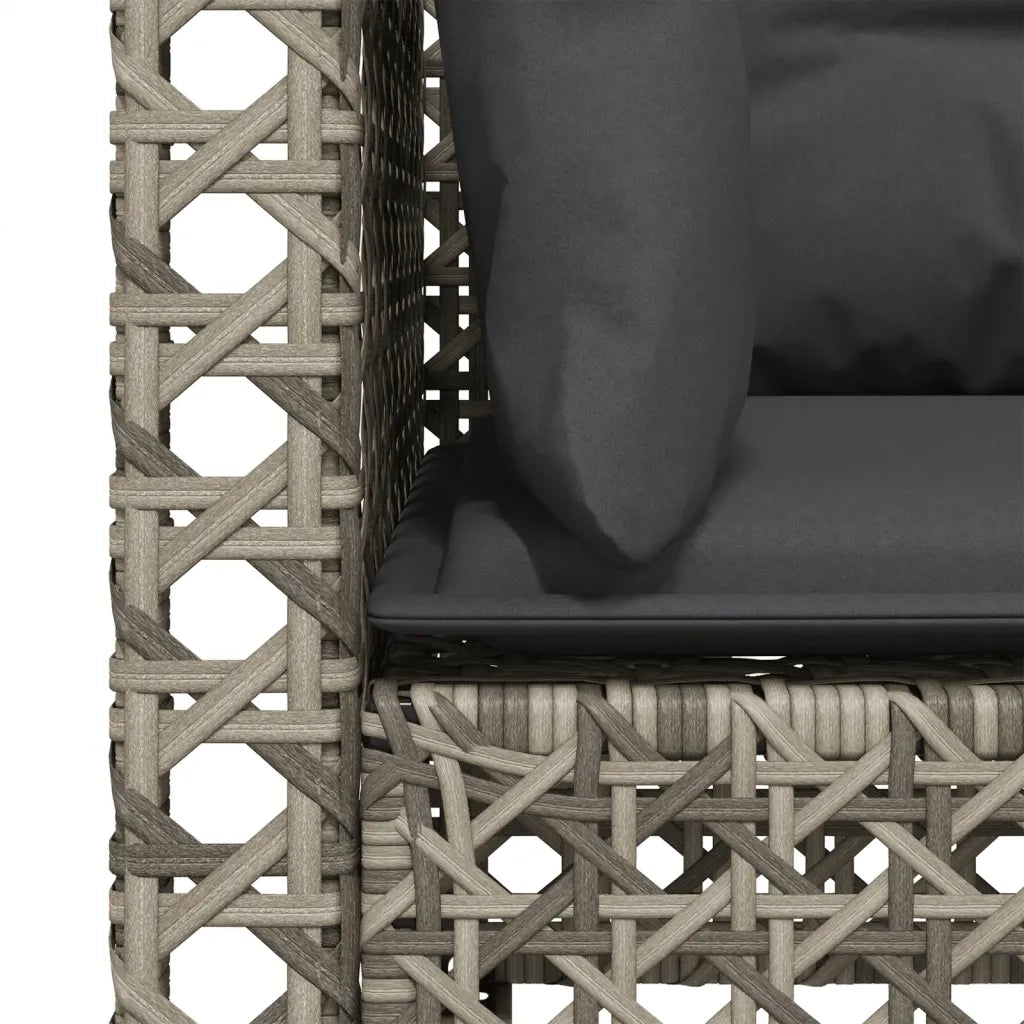 Divano da Giardino con Cuscini 3 Posti Grigio in Polyrattan