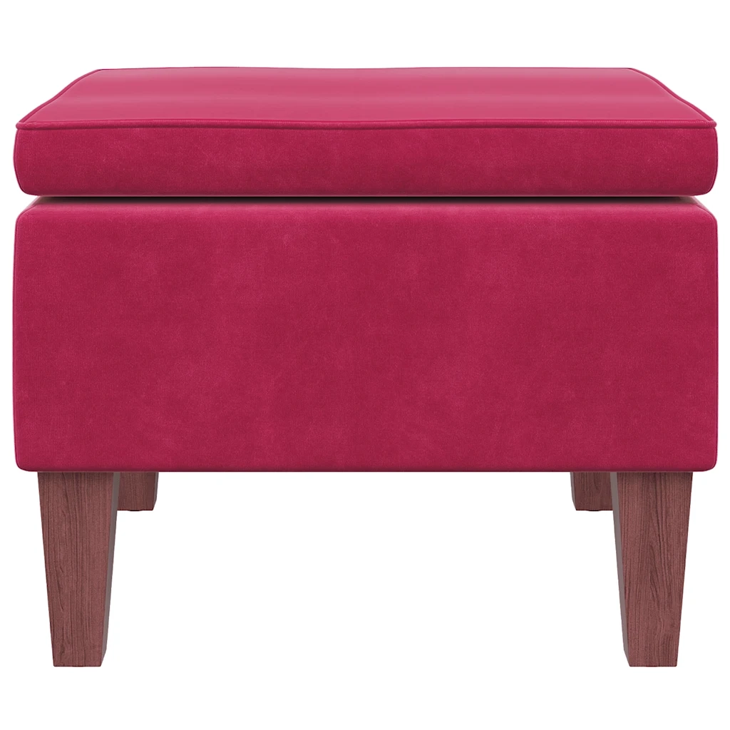 Poggiapiedi con Gambe in Legno Rosso Vino in Velluto 329462