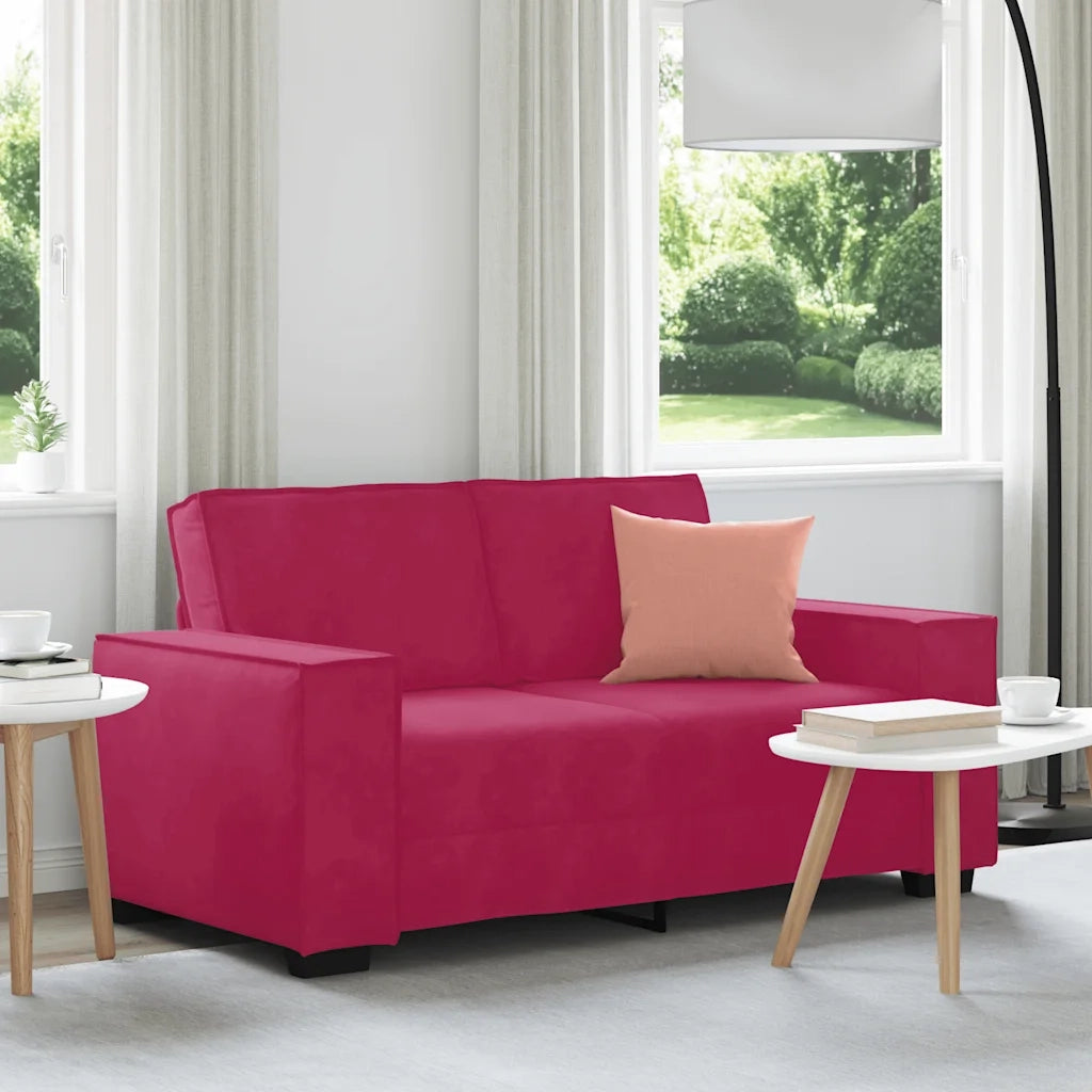 vidaXL Divano a 2 Posti Rosso Vino 120 cm in Velluto