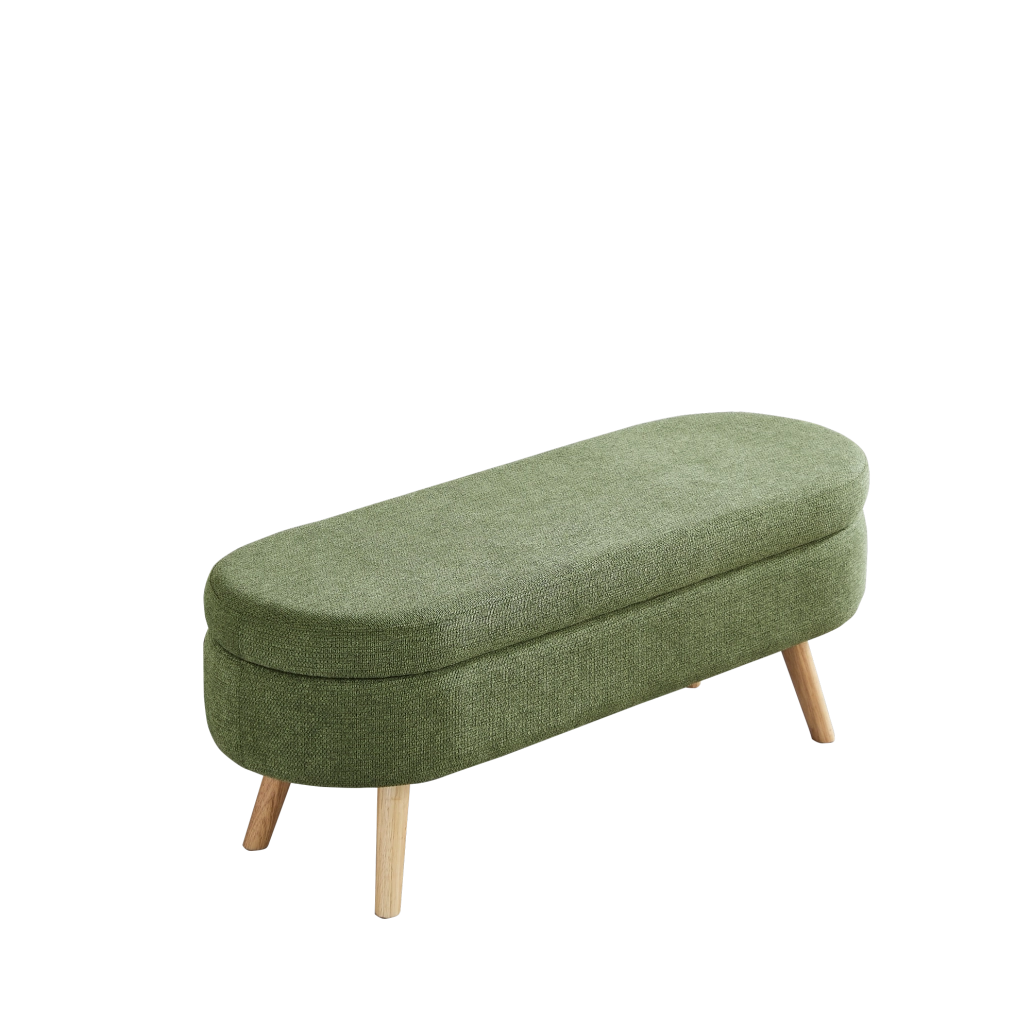 Panca Contenitore in Chenille 110 cm con Vano Ventilato Verde per Camera e Ingresso