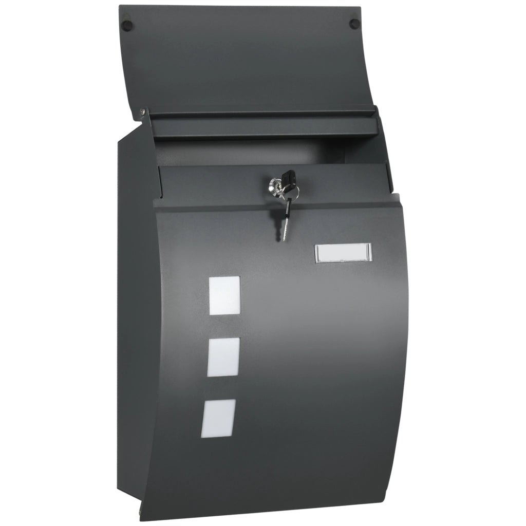Cassetta Postale in Acciaio con Fessure ¨C zephmum ¨C Grigio 45x10x32 cm