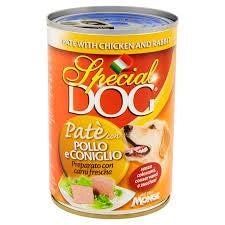 PATE' PER CANI 'SPECIAL DOG' pollo e coniglio - gr 400- 24 pezzi  - MONGE