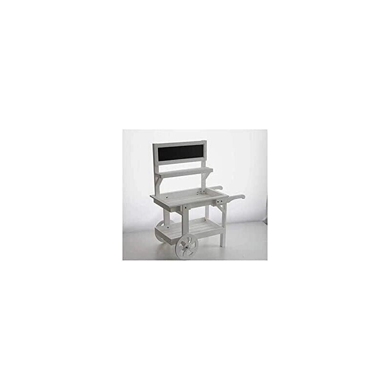 CARRETTO PORTA PIANTE IN LEGNO BIANCO CON LAVAGNA 112 X 58,8 X H143,5 CM