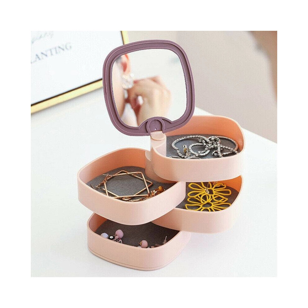 Trade Shop - Organizer Per Trucco Cosmetici Accessori Casa Con 4 Cassetti Espositore Specchio -