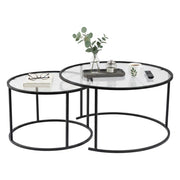 Aedion, Tavolino da Salotto set di 2 Tavolini Peso Massimo Supportato 10 kg, 80x80x43h cm Nero