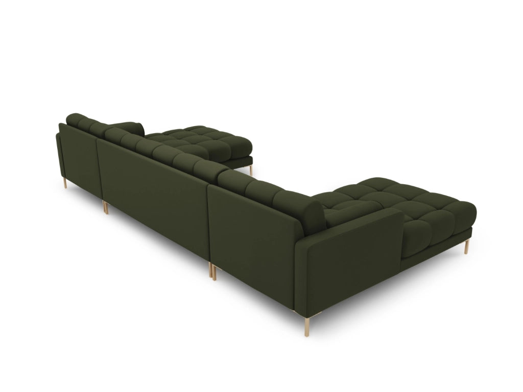 Cosmopolitan Design - Divano panoramico "Bali" 7 posti in tessuto strutturato verde 