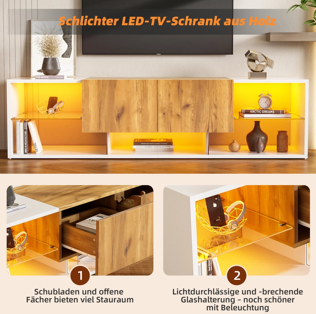 Mobile TV moderno con LED e 2 cassetti