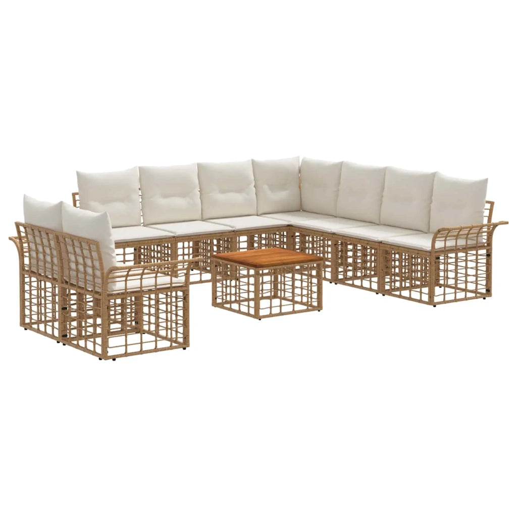 Set di divani da esterno 10 pcs Naturale e Bianco Crema