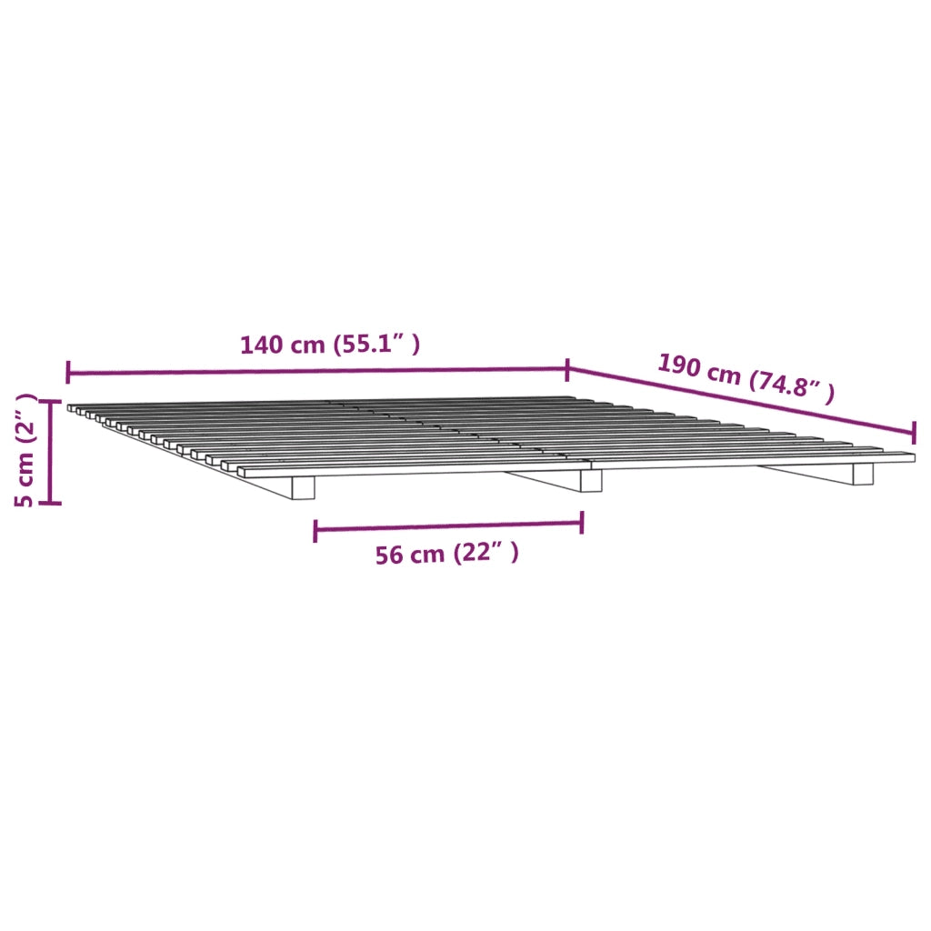 Letto senza Materasso Bianco 140x190 cm Legno Massello di Pino 824604