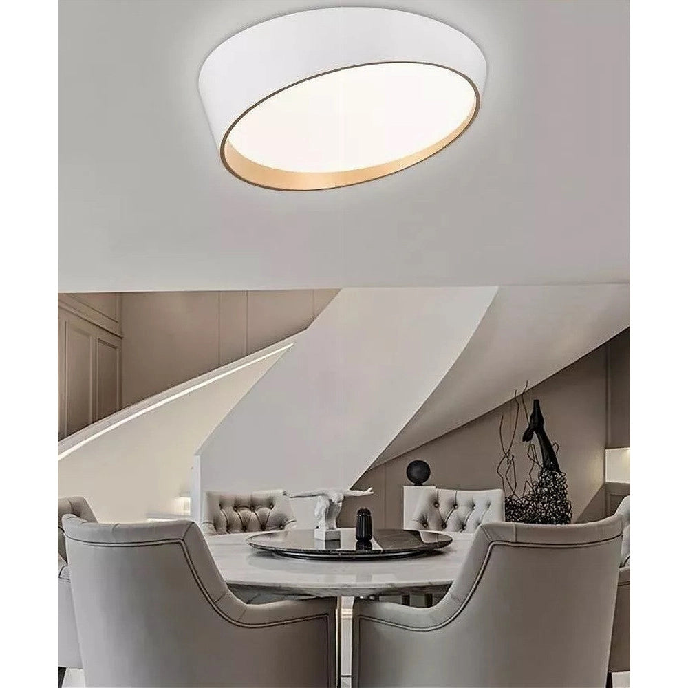 Trade Shop - Plafoniera Led 68w Bianco Oro Lampadario Soffitto Tondo Irregolare Luce Naturale 32781 -