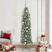 Albero di Natale Artificiale Sottile Verde e Bianco 210 cm 3395304