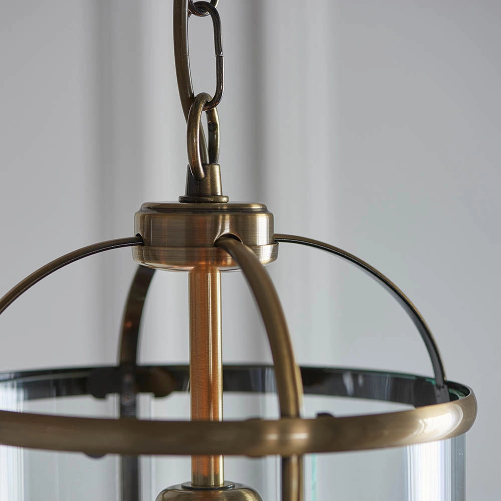 Lampada sospensione industriale ottone antico vetro E27 Endon