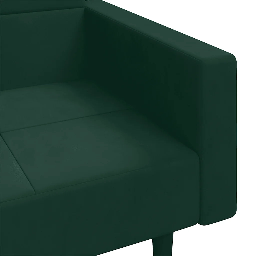 Divano Letto a 2 Posti con 2 Cuscini Verde Scuro in Velluto 375818