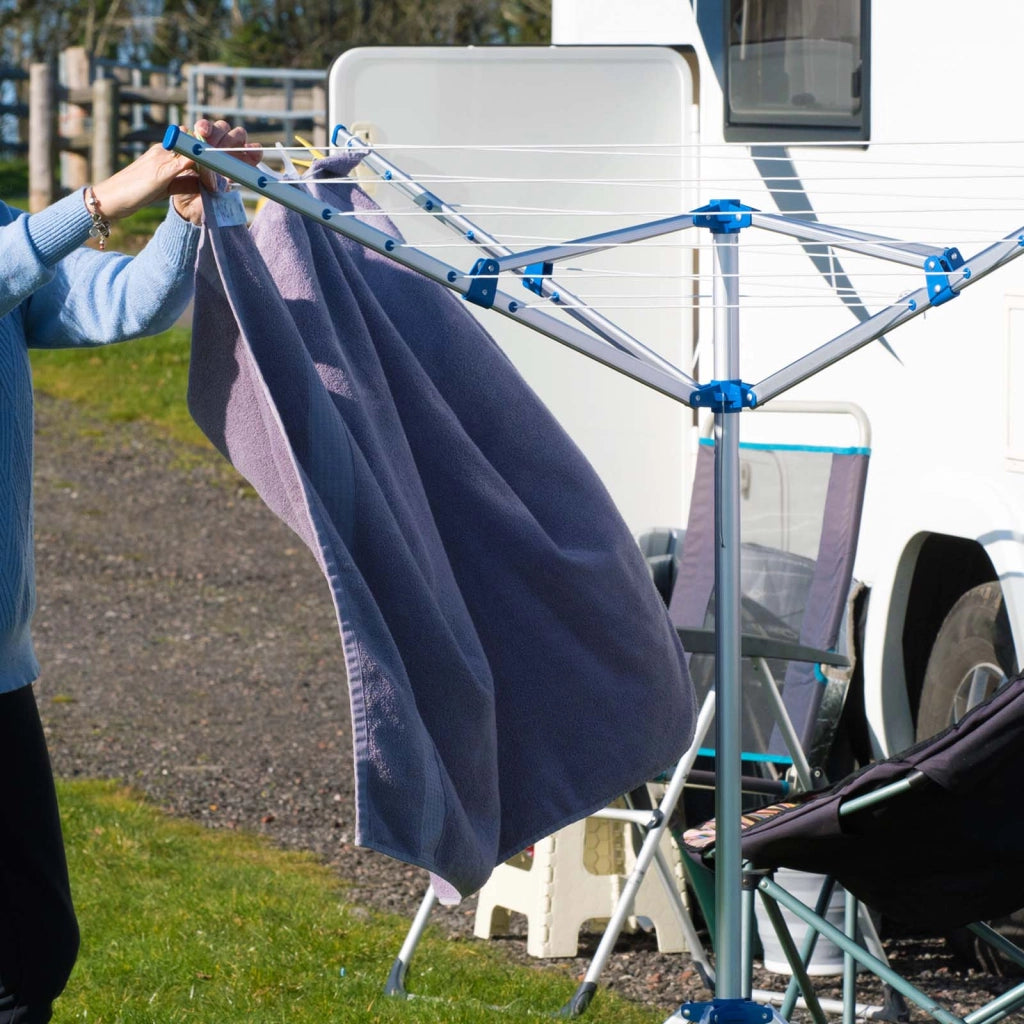Stendibiancheria a ombrello mobile 16 m di fili 4 Bracci Stendino in alluminio alto 155 cm