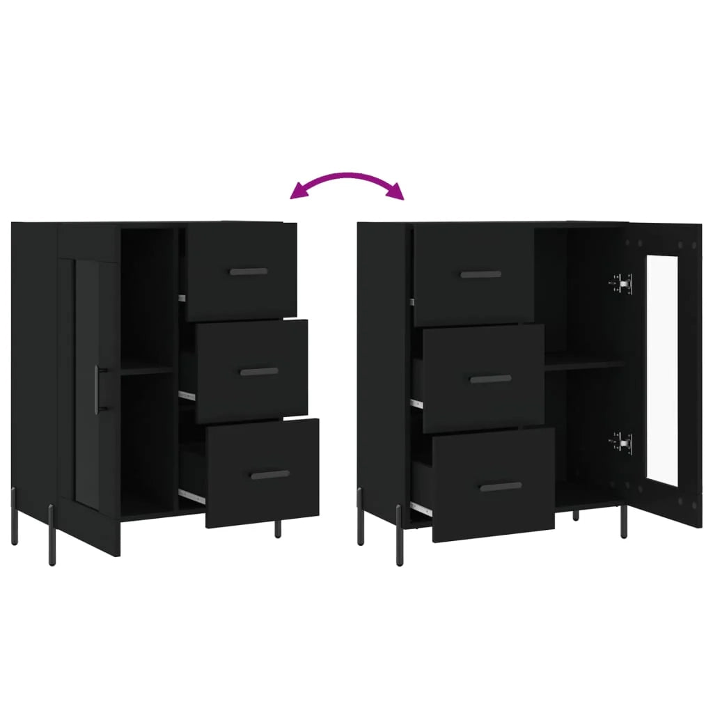 Buffet credenza cassettiera armadio mobile contenitore organizer per cucina soggiorno salotto 69,5 x 34 x 90 cm legno ingegnerizzato nero 02_0036063