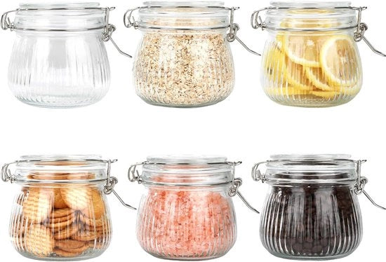 Set di 6 contenitori a vetro ermetici - ideali per l'imbottigliamento e il conservaggio - 500 ml