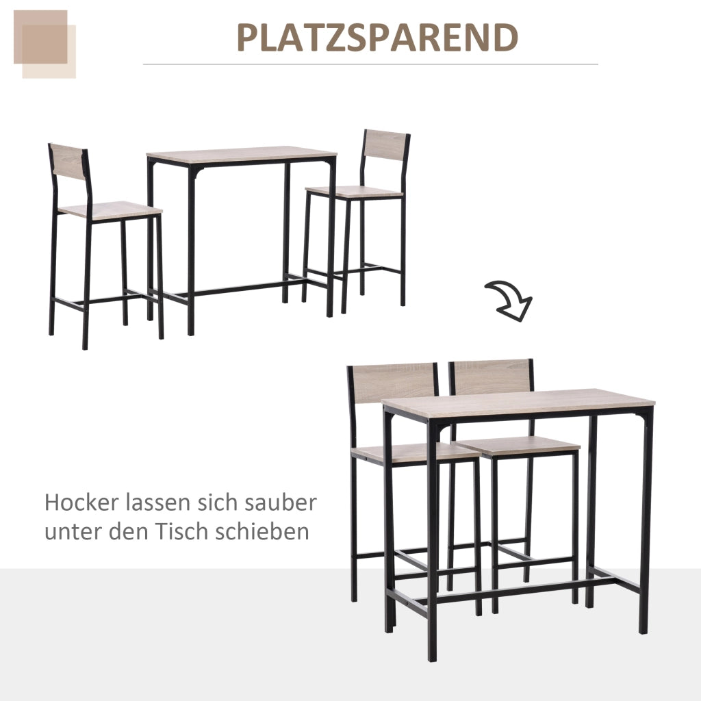 Tavolo da pranzo con 2 sedie ¨C zephmum ¨C legno naturale