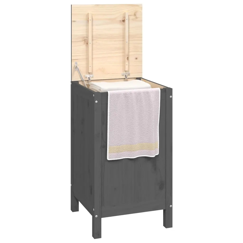 Contenitore per Bucato Grigio 44x44x76 cm Legno Massello Pino 823576