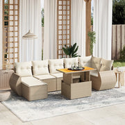 Set Divano da Giardino 8 pz con Cuscini Beige in Polyrattan 3275823