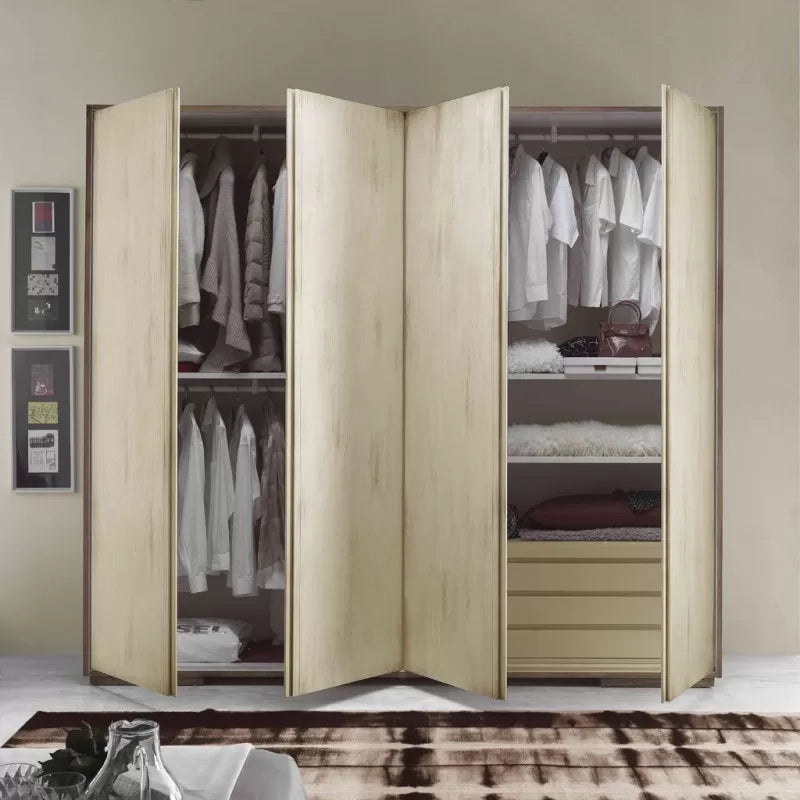 Armadio 4 porte shabby chic in legno l.281 p.60 h.256
