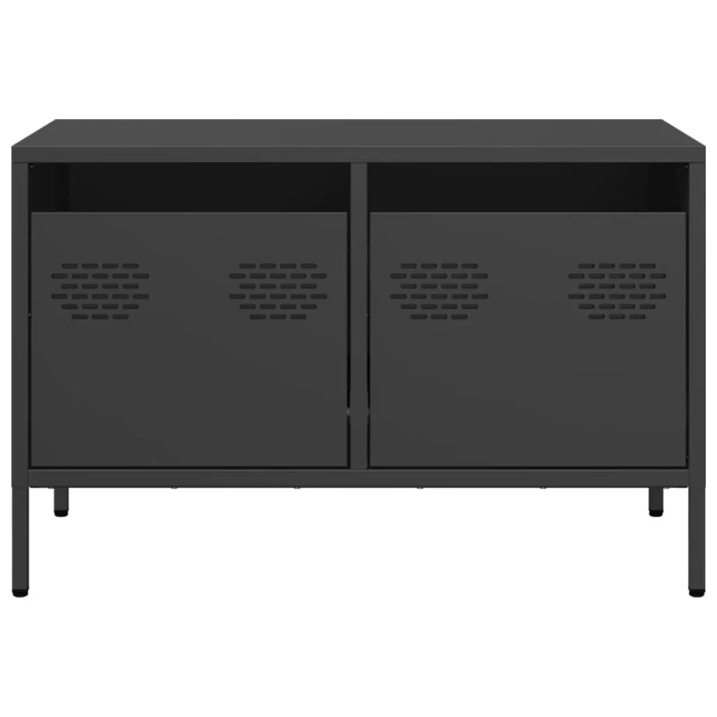 Mobile TV multimediale mensola TV credenza TV adatto per sala da pranzo soggiorno camera da letto 68 x 39 x 43,5 cm acciaio laminato a freddo nero 02_0026154