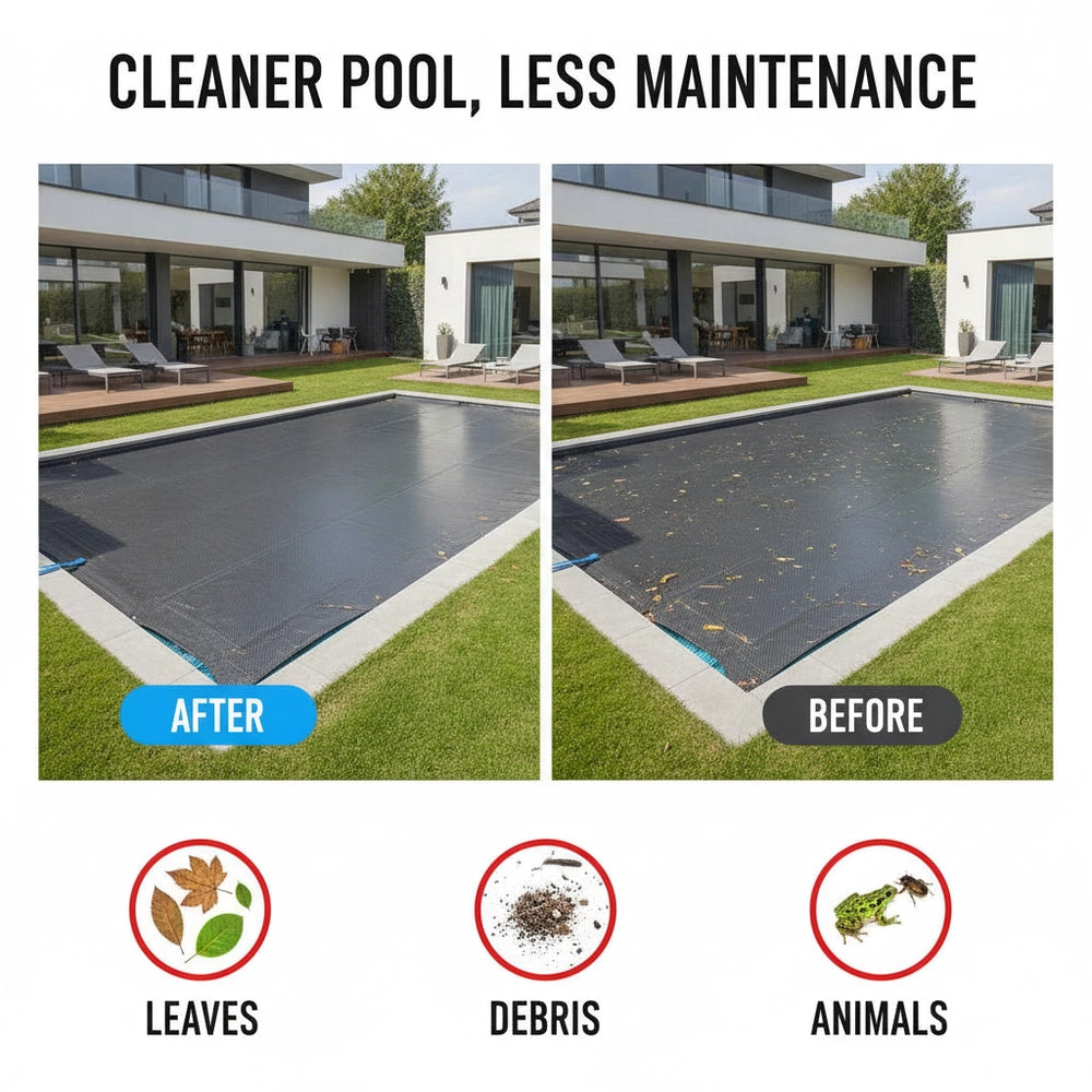 Pool Cover Black 732x366 Cm PE