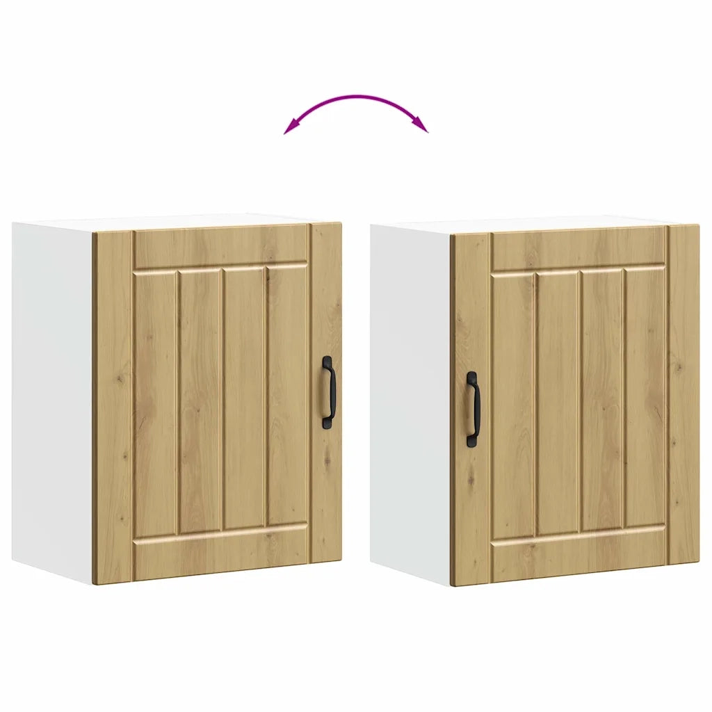 Pensili da cucina 2 pz Lucca in Legno Multistrato Rovere Artigianale 853816