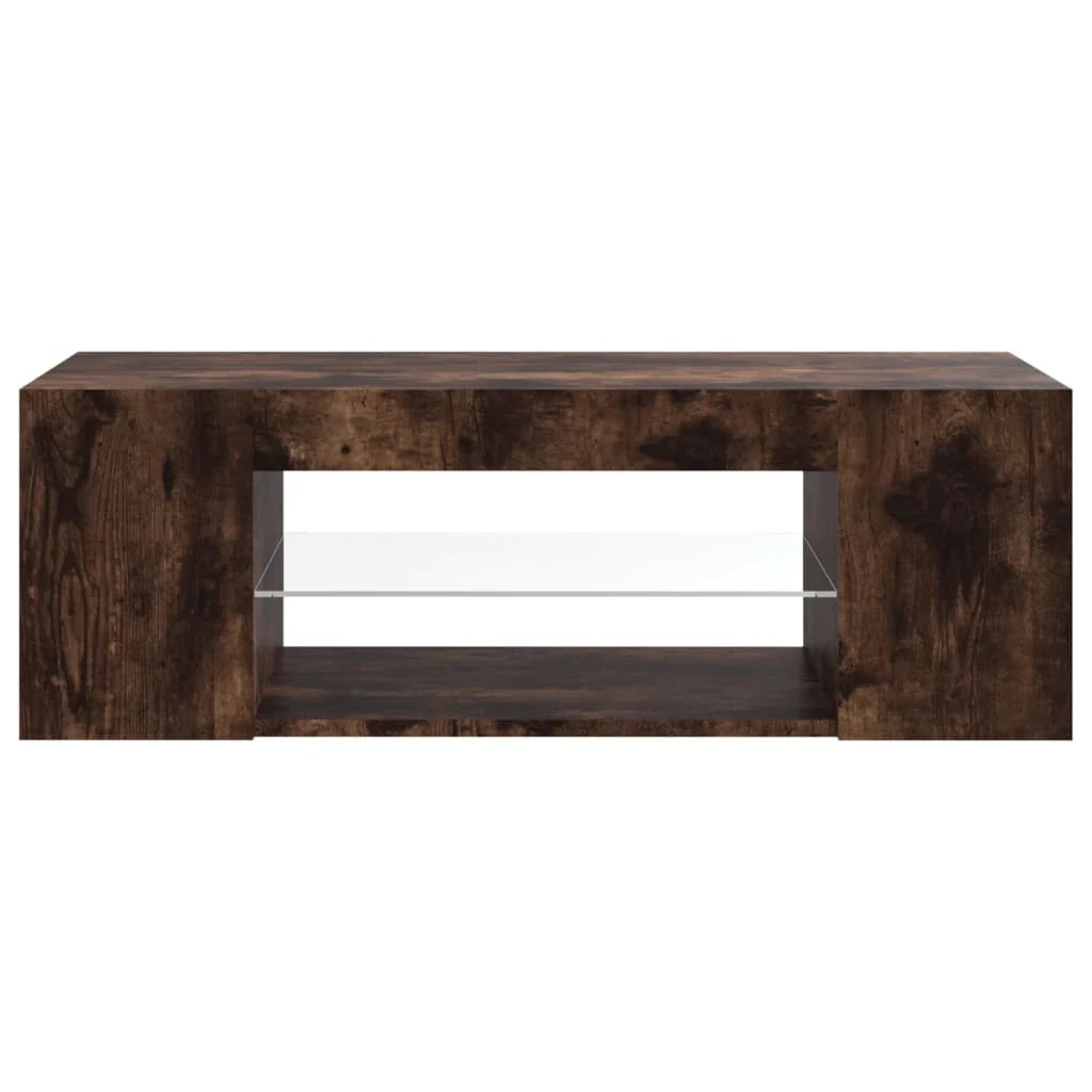 Mobile TV multimediale scaffale TV credenza mobile TV per sala da pranzo soggiorno camera da letto con luci a LED rovere affumicato 90 x 39 x 30 cm marrone 02_0026751