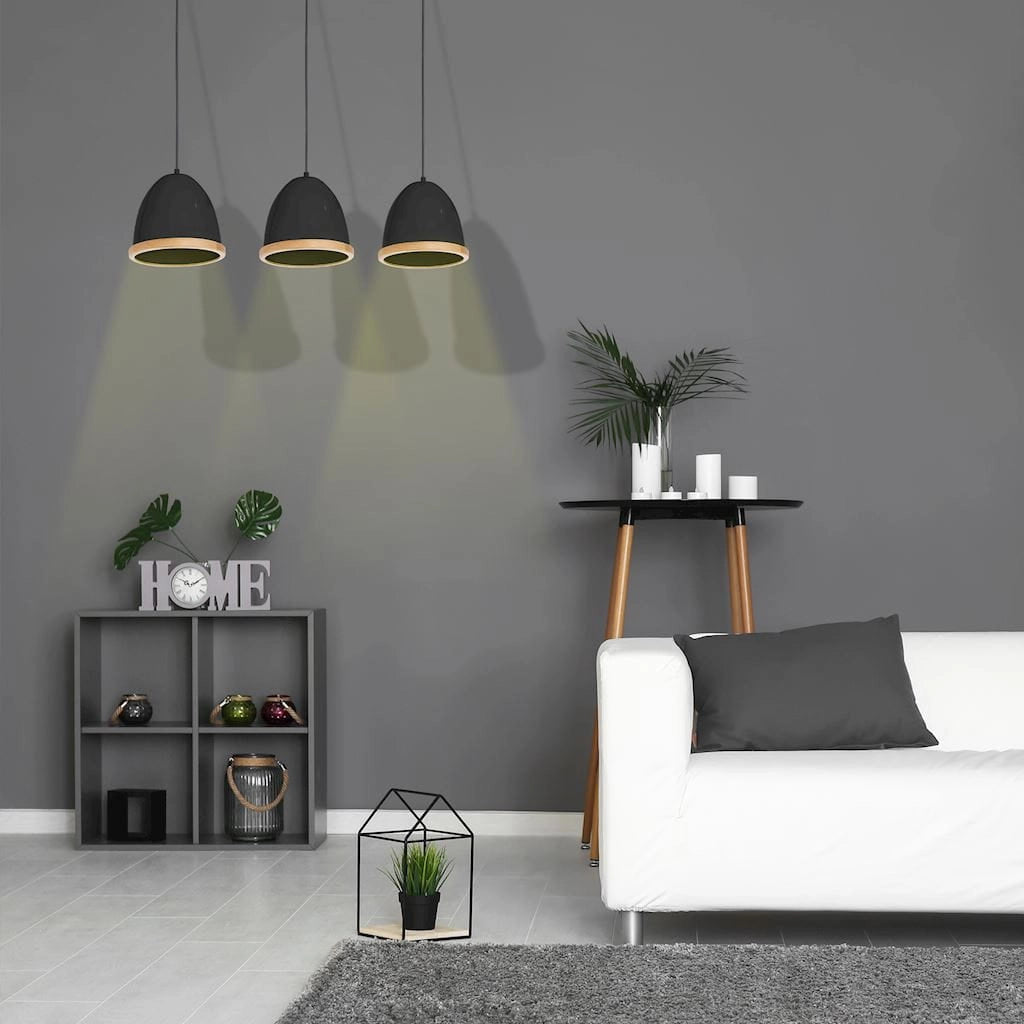 Lampadario STUDIO nero/legno 3xE27 Milagro MLP8853