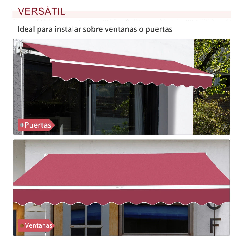 Toldo Manuale per Balcone Patio ¨C zephmum ¨C 395x245 cm Aluminio Poliestere Anti-UV Rosso