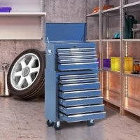 Carrello Portautensili da Officina Professionale Porta Attrezzi con Cassettiera 61.5 x 33 x 113cm Blu