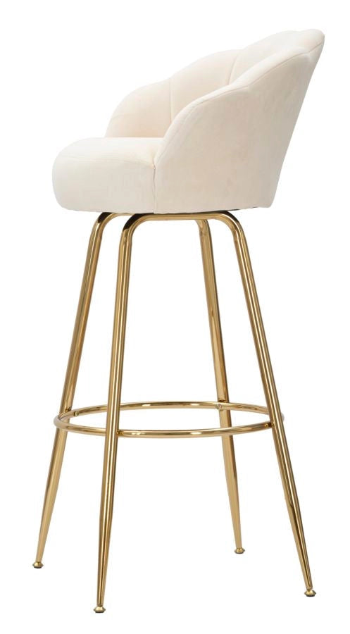 Sgabello Bar Vienna Crema 55x53x110 cm Spugna e Tessuto e Metallo Crema e Oro