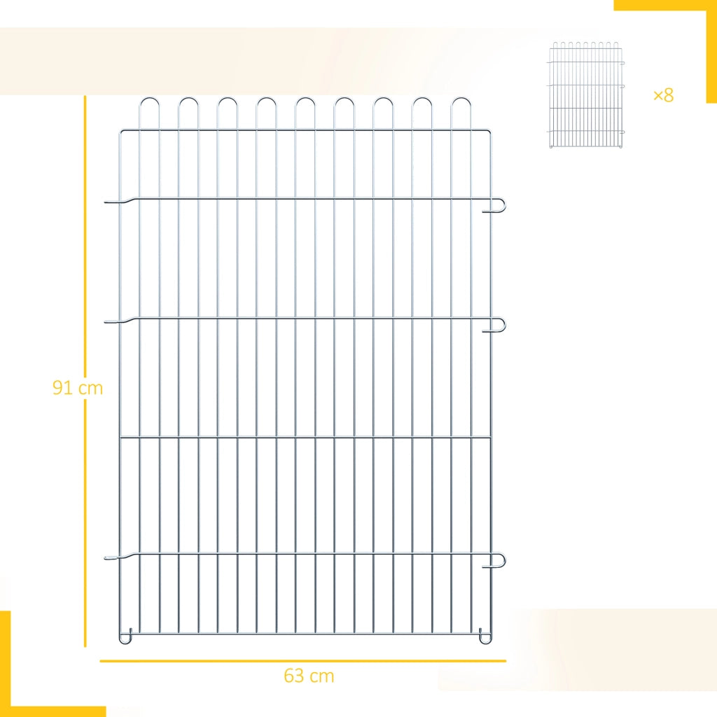 Recinto per Cani Pieghevole 8 Pezzi con Porta ¨C zephmum ¨C Grigio Acciaio 63x91 cm