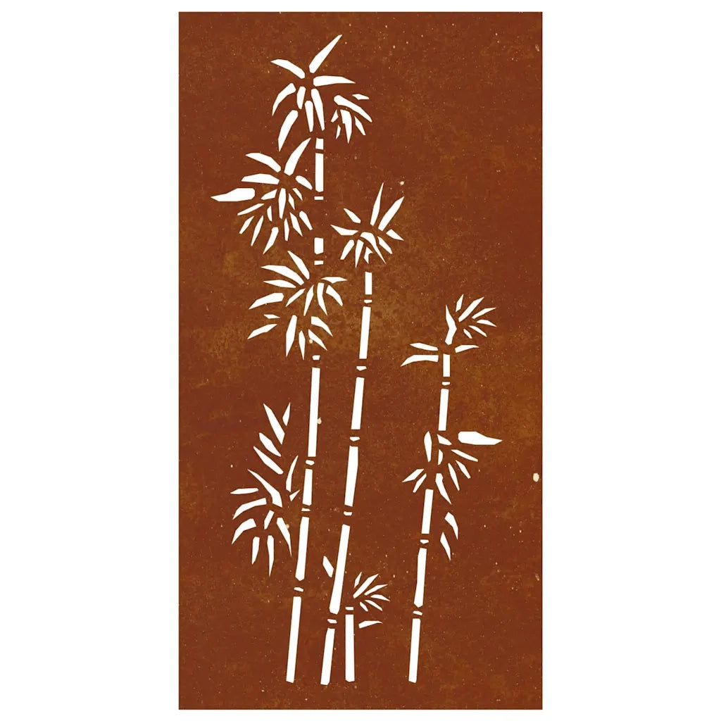 Decorazione Muro da Giardino 105x55 cm Bambù in Acciaio Corten 824484