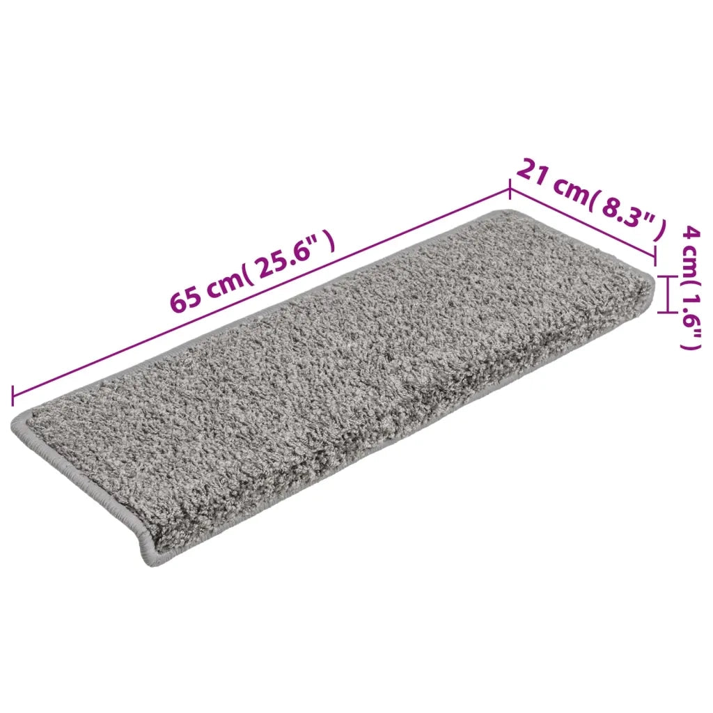 Tappetini per scale 10 pz 65x21x4 cm Grigio Bordo rettangolare 149815