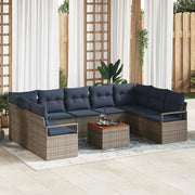 Set Divano da Giardino con cuscino 10 pcs Grigio polyrattan