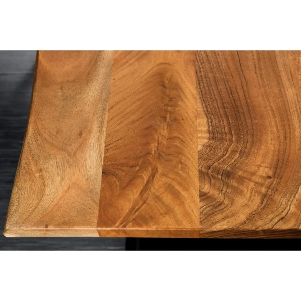 Scrivania elettrica di alta gamma ARKAYA 120 cm in legno massiccio di acacia con bordo naturale - Regolabile in altezza