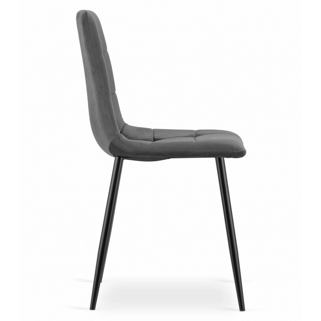 Sedia Kara in velluto grigio scuro con gambe in metallo
