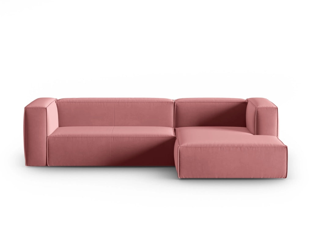 Cosmopolitan Design - Divano angolare destro "Mackay" 4 posti in velluto salmone 