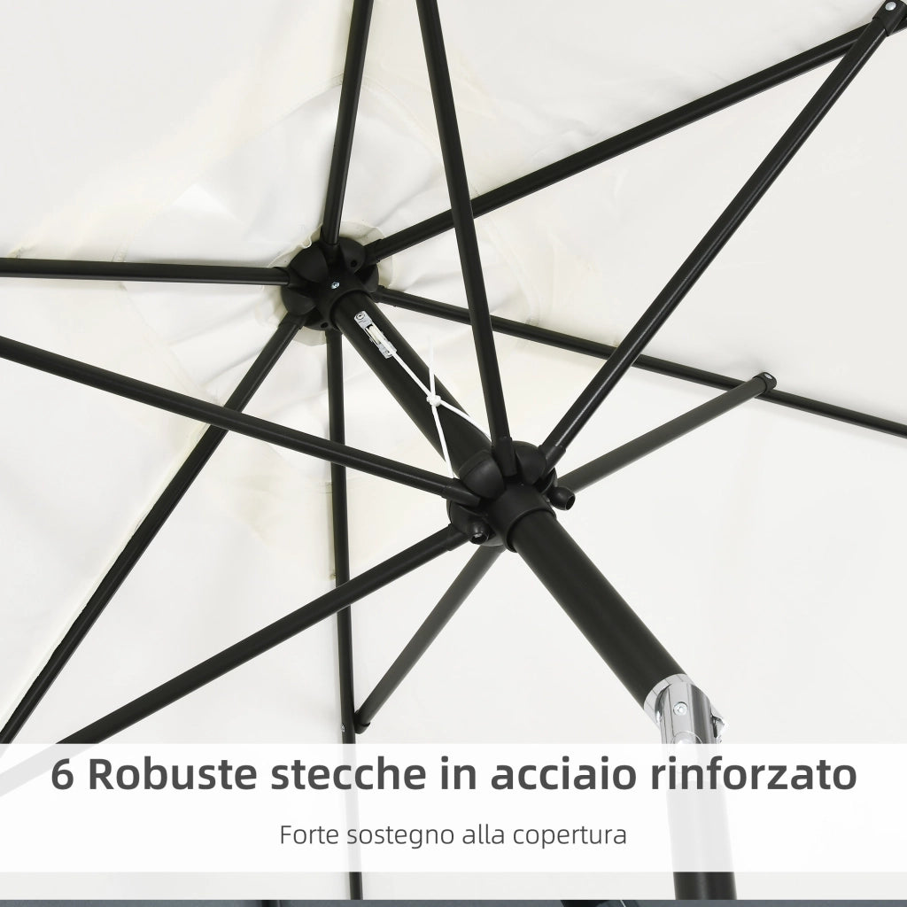Ombrellone Rettangolare Pieghevole 2x3 m ¨C zephmum ¨C Bianco Crema, Alluminio, Poliestere