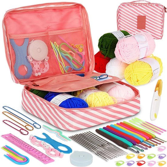 Set di aghi da cucire con lana per cucire, 58 pezzi di set per principianti, inclusi aghi da cucire con impugnatura morbida, aghi da cucire piccoli, accessori da cucire, filo da cucire, borsa portatile