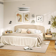 Comodino sospeso con cassetto e ripiano aperto per camera da letto e soggiorno in legno naturale 45 × 35 × 27,5 cm